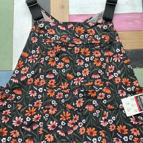 NWT Duluth XXL x31L Heirloom Gardening Bib Overalls Black Cornflowers Farm Bibs - Picture 6 of 9